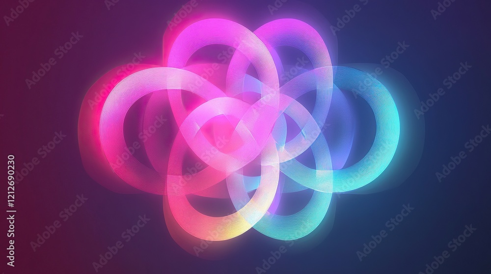 An abstract design showcasing interlocking pulsating circles glowing in vivid pastel gradients An abstract design showcasing interlocking pulsating circles glowing in vivid pastel gradients