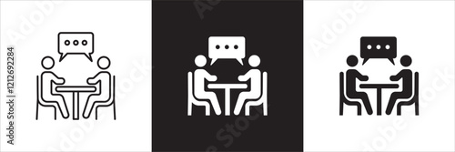 Business conference icon.Project meeting icons. Icon suitable for symbol of online meeting, presentation, business briefing, seminar, plan explanation, presenting, presenter. Vector illustration