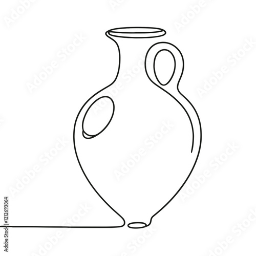 Amphora, vector, black line drawing, minimalistic, single line, simple line, isolated, transparent background 