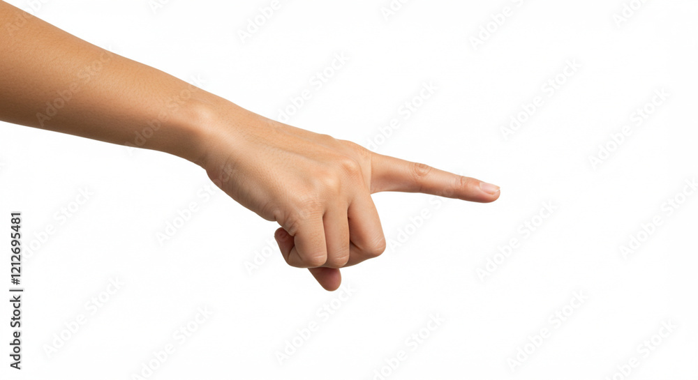 hand isolated on white Hand in the gesture of touching, pushing, indicating hand isolated on white Hand in the gesture of touching, pushing, indicating