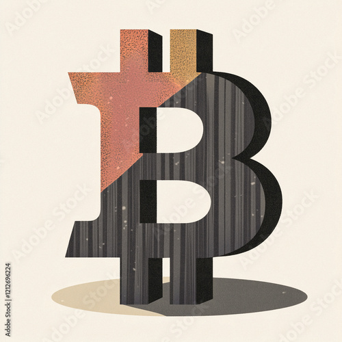 Diagonally Divided Bitcoin Symbol photo