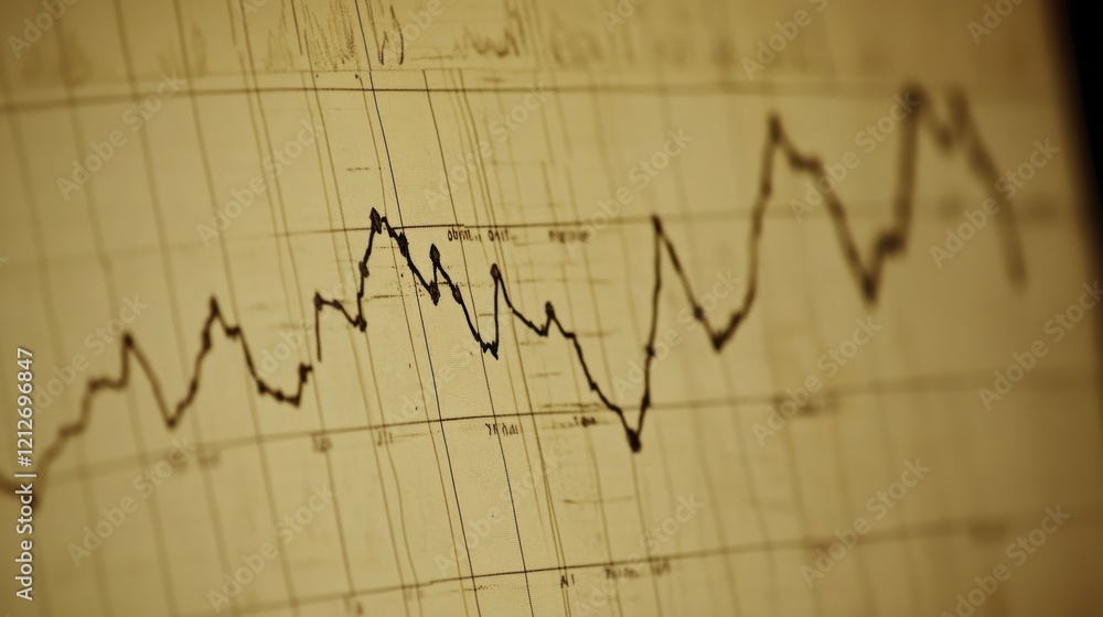 Aged Graph Shows Fluctuating Data Trends Over Time Aged Graph Shows Fluctuating Data Trends Over Time