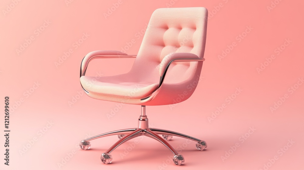 Pink Office Chair on a Pink Background Pink Office Chair on a Pink Background