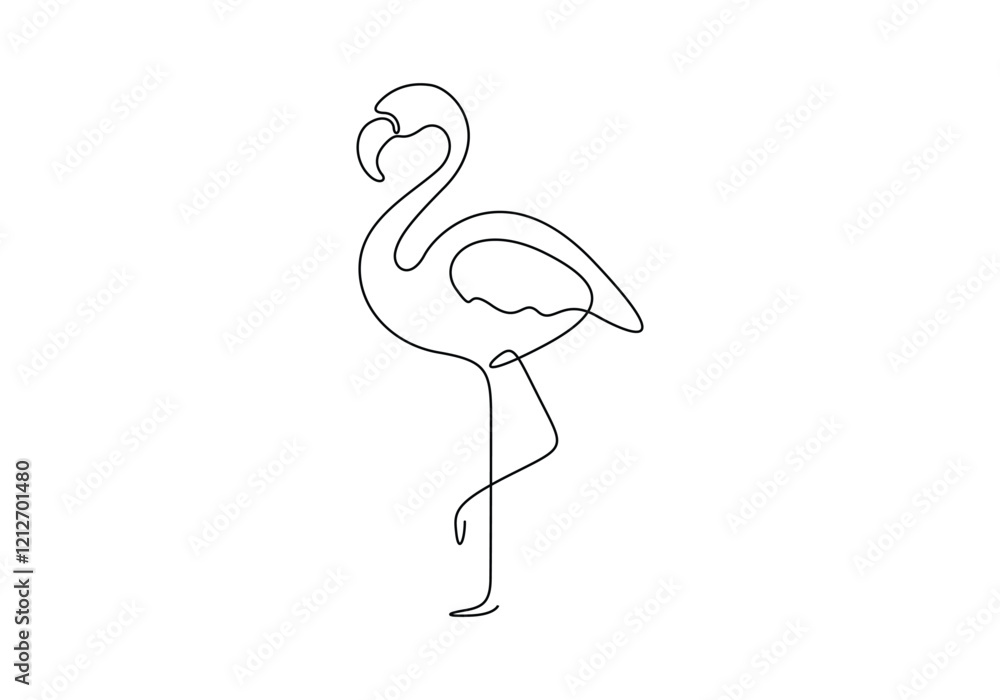 Naklejka premium Flamingo vector illustration continuous one line drawing