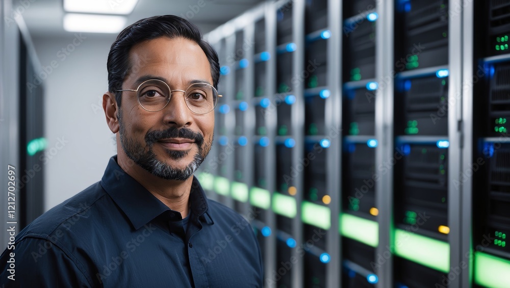 Fototapeta premium Confident man in a modern server room