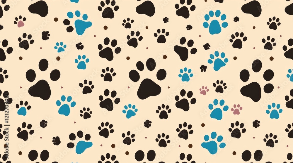 Fototapeta premium Playful Paw Prints: A Charming Pastel Pattern Design