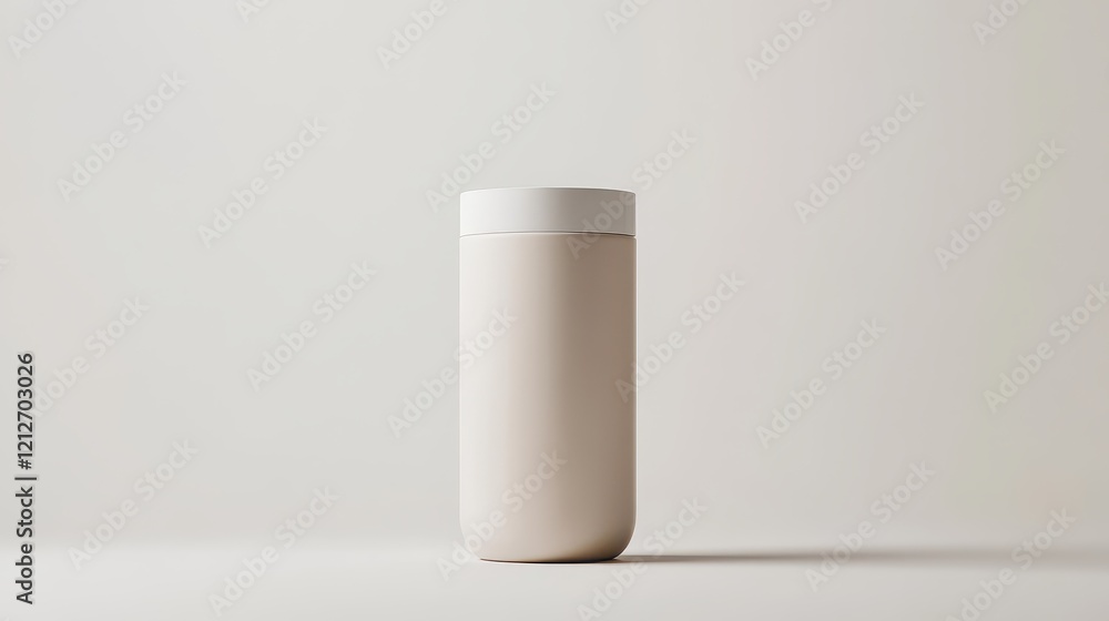 Minimalist Design of a Pure White Bottle with a Matching Lid Showcasing Clean and Modern Aesthetic mockup Minimalist Design of a Pure White Bottle with a Matching Lid Showcasing Clean and Modern Aesthetic mockup