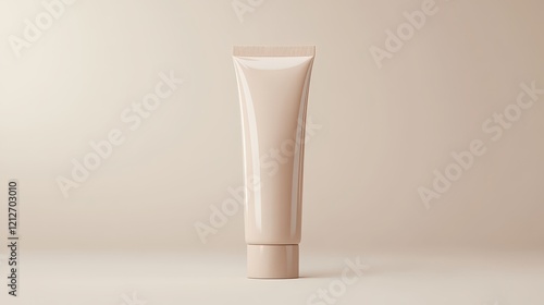 Minimalist Design of a White Tube on a Soft Beige Background Creating a Clean and Modern Aesthetic
