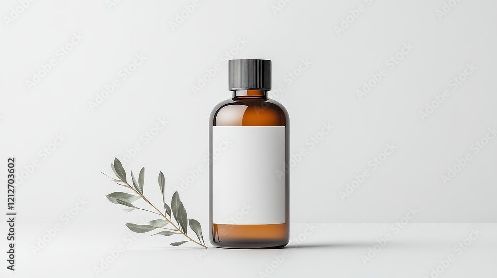 3d mockup Bottle of Essential Oil with Natural Herbal Ingredients Surrounded by Soft Light and Serenity 3d mockup Bottle of Essential Oil with Natural Herbal Ingredients Surrounded by Soft Light and Serenity