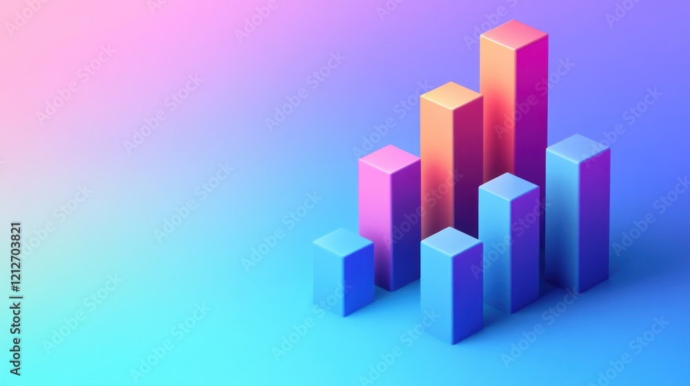 Abstract Colorful 3D Bar Graph Showing Growth Abstract Colorful 3D Bar Graph Showing Growth