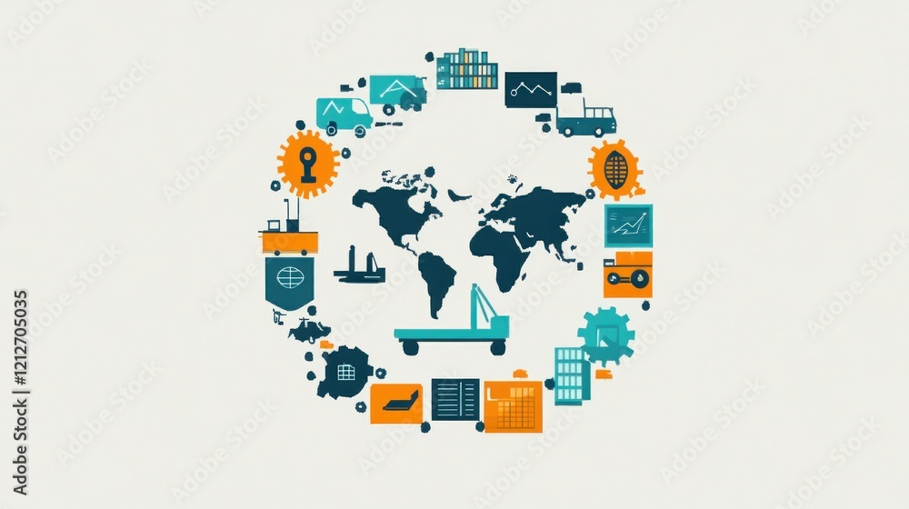 Global Logistics Network Illustrating Worldwide Transportation and Trade Global Logistics Network Illustrating Worldwide Transportation and Trade