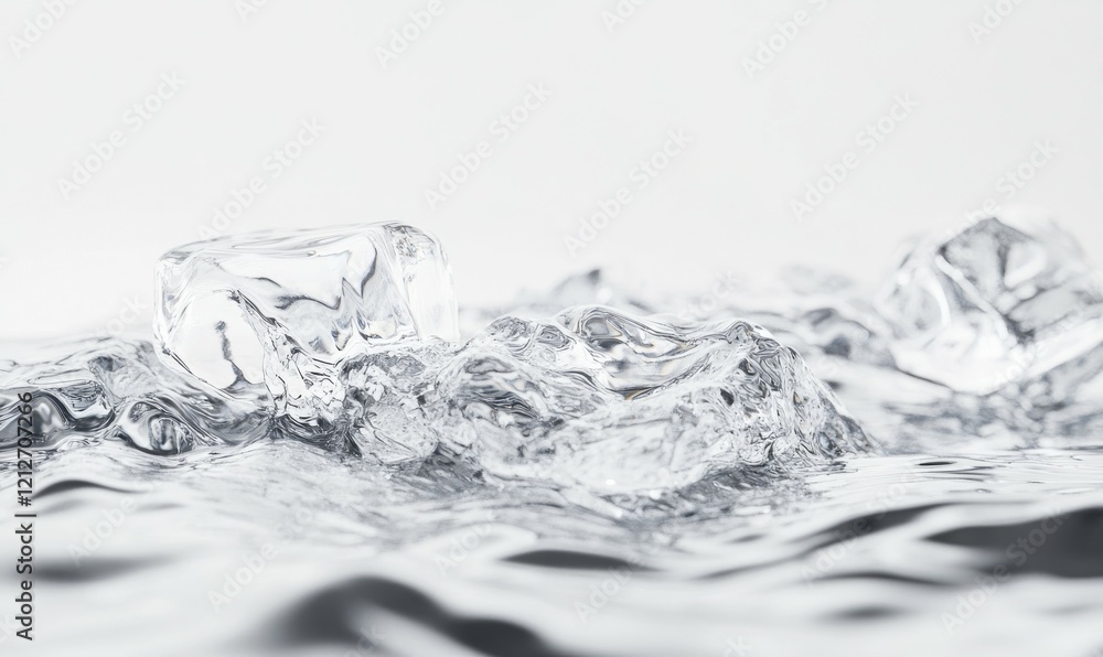 Closeup of Melting Ice Cubes on a White Surface Closeup of Melting Ice Cubes on a White Surface