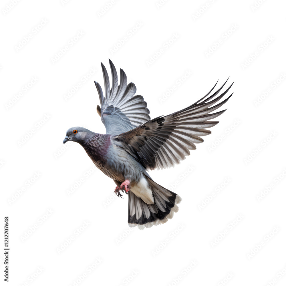 Soaring Pigeon: A grey pigeon with outstretched wings gracefully flies through the air, showcasing its freedom. Soaring Pigeon: A grey pigeon with outstretched wings gracefully flies through the air, showcasing its freedom.