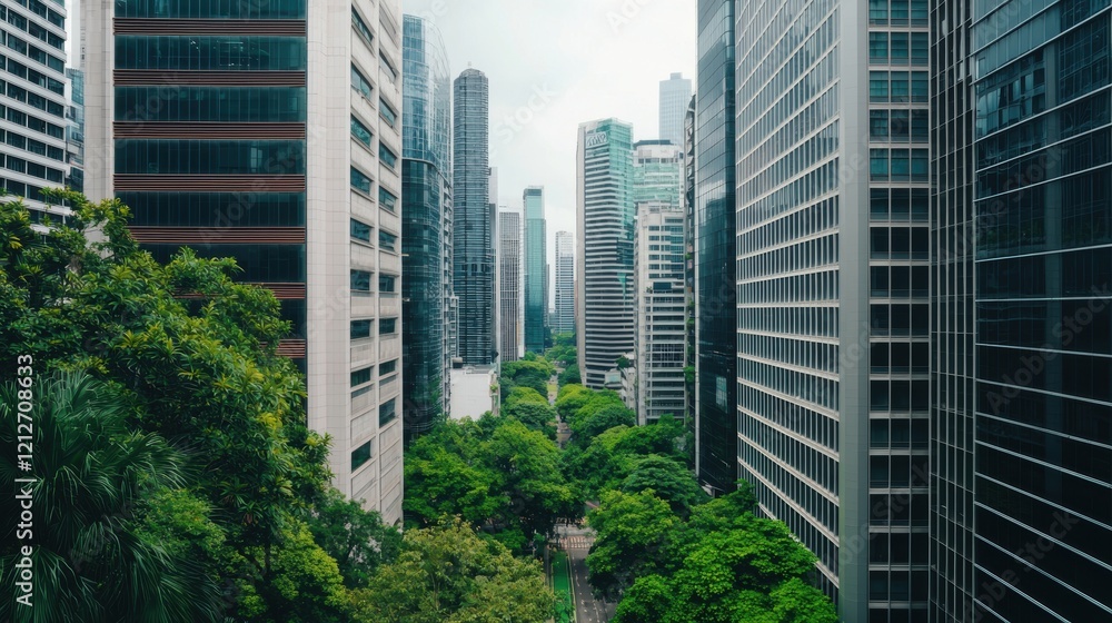 Serene Urban Oasis Lush Green Escape Amidst Towering City Skyscrapers Serene Urban Oasis Lush Green Escape Amidst Towering City Skyscrapers
