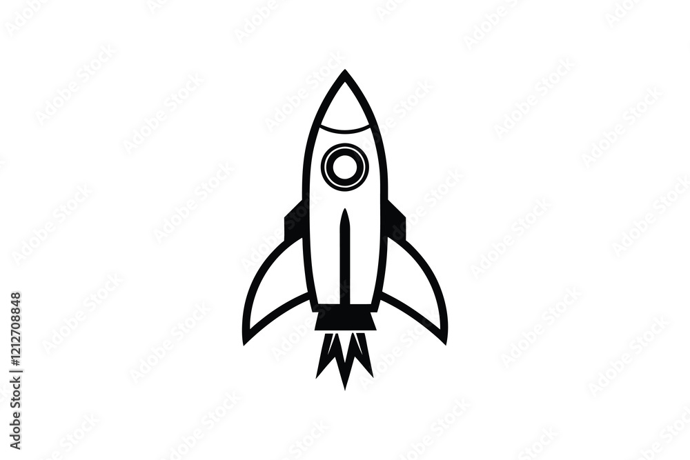 Rocket silhouette, Rocket silhouette vector icon style white background, space design Rocket silhouette, Rocket silhouette vector icon style white background, space design