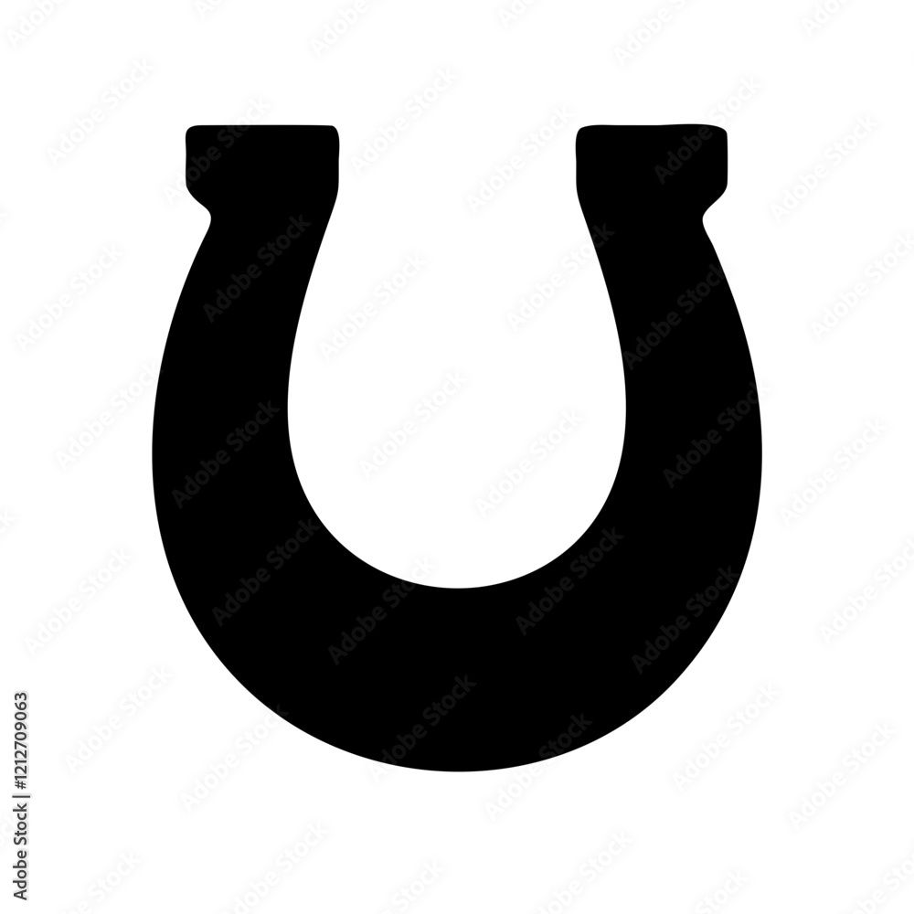 Solid black horseshoe icon, perfect for luck and good fortune. Solid black horseshoe icon, perfect for luck and good fortune.