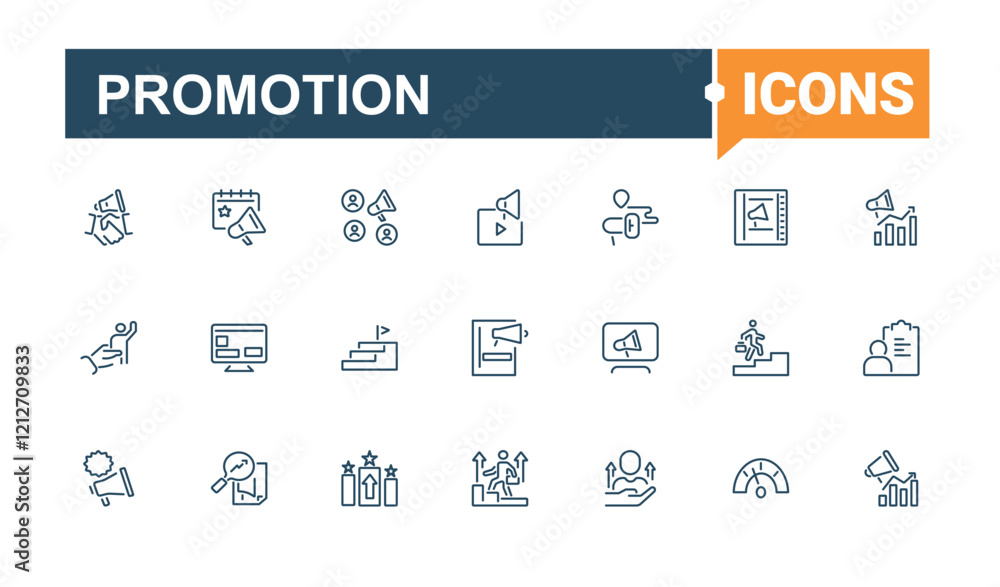 Promotion lined icons set. Includes thin line store, web, search, promotion, money, market. Collection for mobile and web apps. Editable stroke. Promotion lined icons set. Includes thin line store, web, search, promotion, money, market. Collection for mobile and web apps. Editable stroke.
