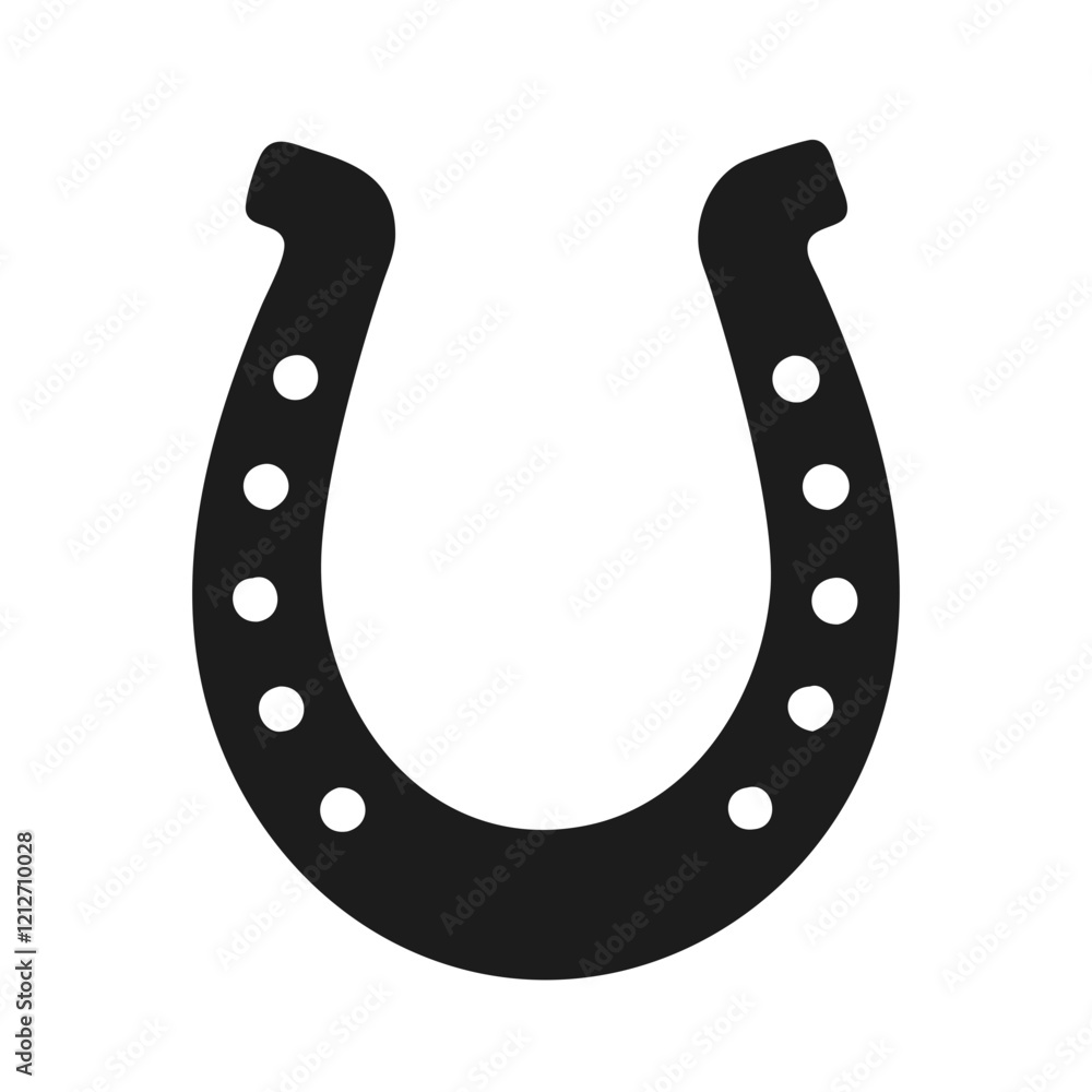 Solid black horseshoe icon, perfect for luck and good fortune. Solid black horseshoe icon, perfect for luck and good fortune.