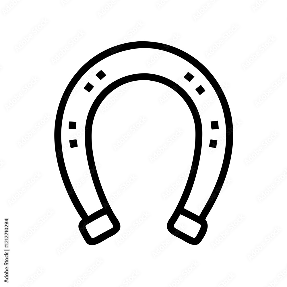 Simple black line art horseshoe design for good luck. Simple black line art horseshoe design for good luck.