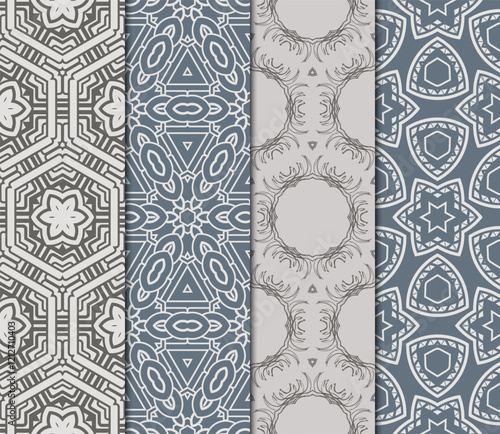 set of Seamless texture of floral ornament. Vector illustration. For the interior design, printing, web and textile