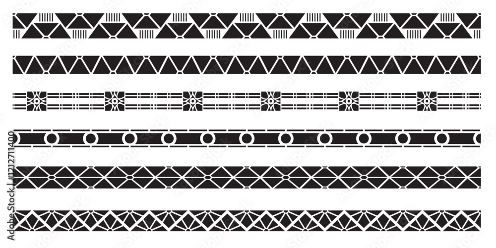 Border with style Art Deco ornament seamless set. Border with style Art Deco ornament seamless set.