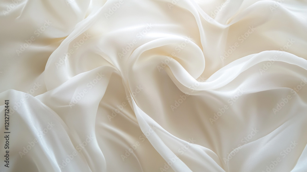 Soft white fabric draping elegantly in natural light creating a serene ambiance Soft white fabric draping elegantly in natural light creating a serene ambiance