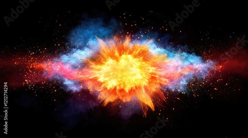 Wallpaper Mural Colorful Abstract Explosion with Bright Hues and Cosmic Elements on a Dark Background Torontodigital.ca