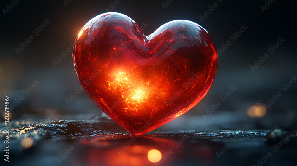 Fototapeta premium A minimalist red heart icon floating