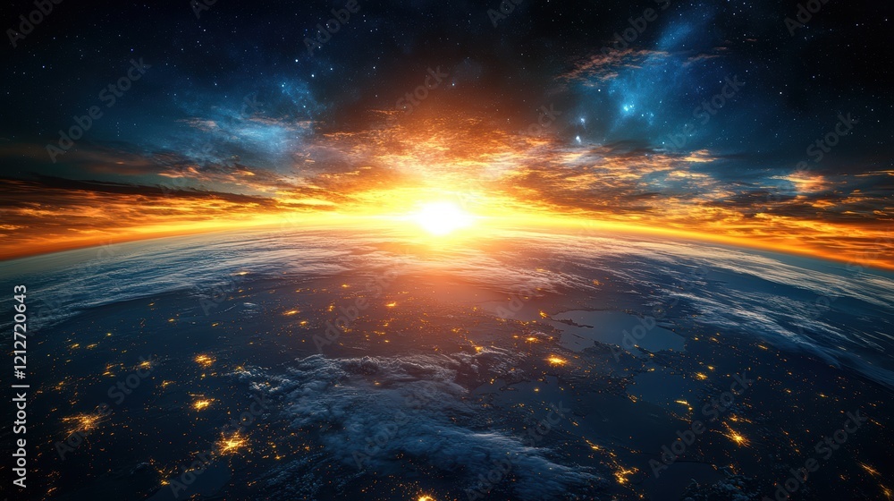 Fototapeta premium Cosmic Adventure Abstract Universe Photography of Celestial Landscapes at Dawn