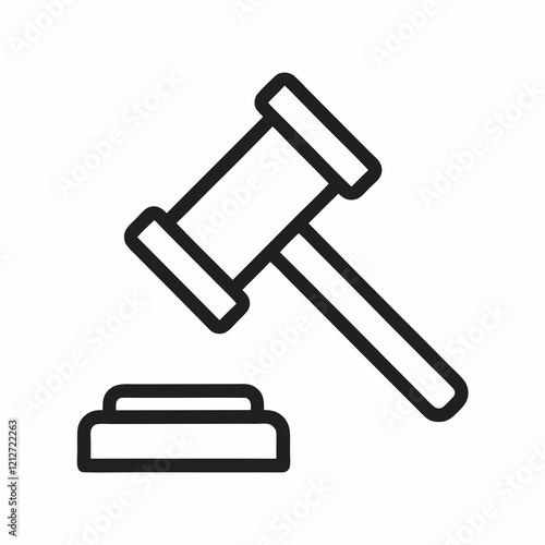 Judge Court Gavel Outline vector Illustration.