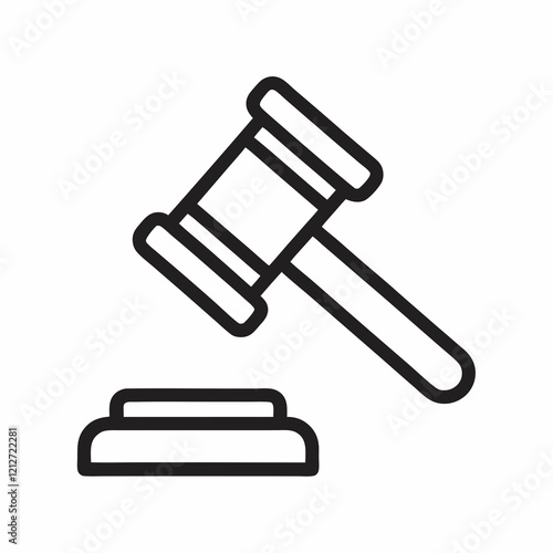 Judge Court Gavel Outline vector Illustration.