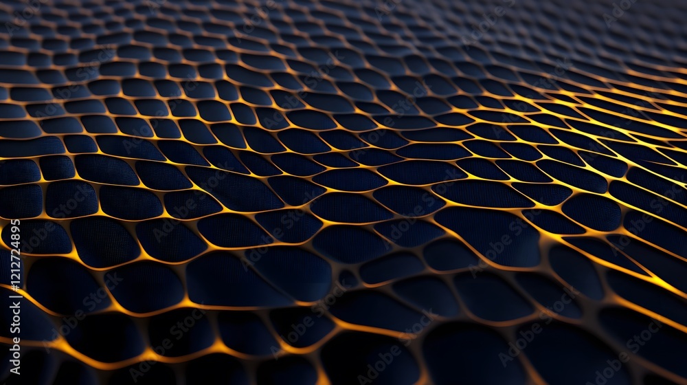 Naklejka premium Abstract Fluid Surface with Illuminated Bubbles and Dark Background