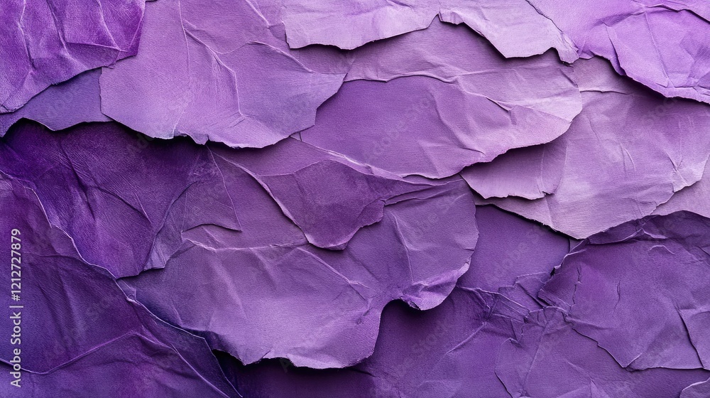 Fototapeta premium Textured violet paper backdrop with crinkled and layered design for creative projects and graphic design uses.