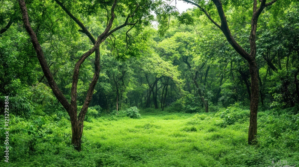 Lush Green Forest Path A Tranquil Woodland Scene Lush Green Forest Path A Tranquil Woodland Scene