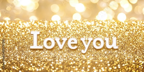 Gold background with the word LOVEYOU written in white photo