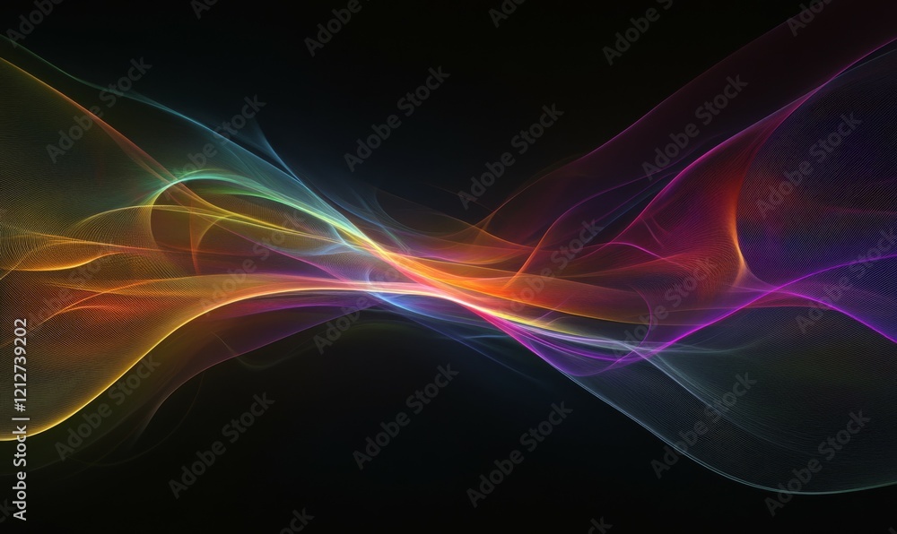 Rainbow Light Beam: A vibrant, multi-colored light beam explodes across a black background, creating a dynamic and energetic abstract design. Rainbow Light Beam: A vibrant, multi-colored light beam explodes across a black background, creating a dynamic and energetic abstract design.