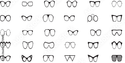 Sunglasses vector collection, modern vintage styles, fashionable eyewear silhouettes, black sunglasses illustration, 