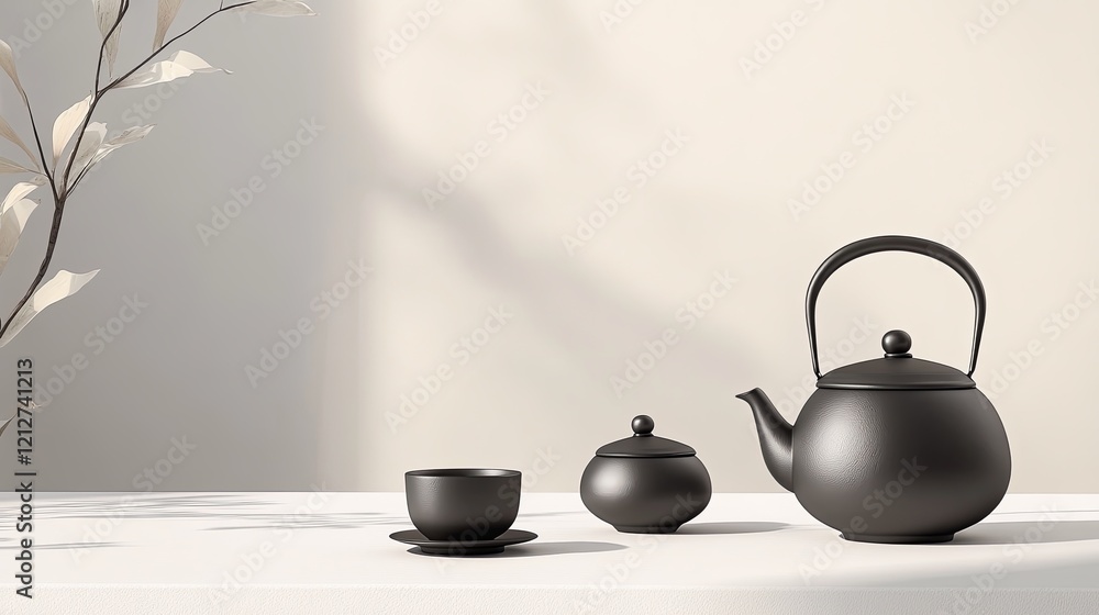 A minimalist flyer for premium tea set rentals styled with elegant branding. picture A minimalist flyer for premium tea set rentals styled with elegant branding. picture