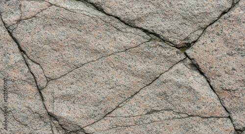 Cracked Stone Texture: A close-up view of a weathered stone surface with intricate network of cracks and crevices, capturing the raw beauty of nature's artistry. Perfect for backgrounds, textures. photo