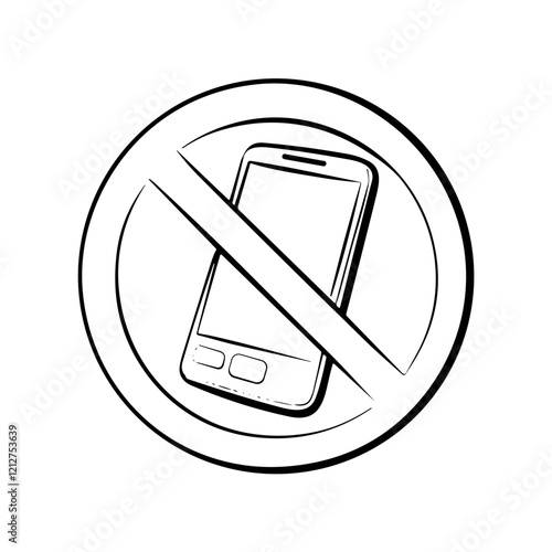 No mobile phones sign with black phone icon in circle