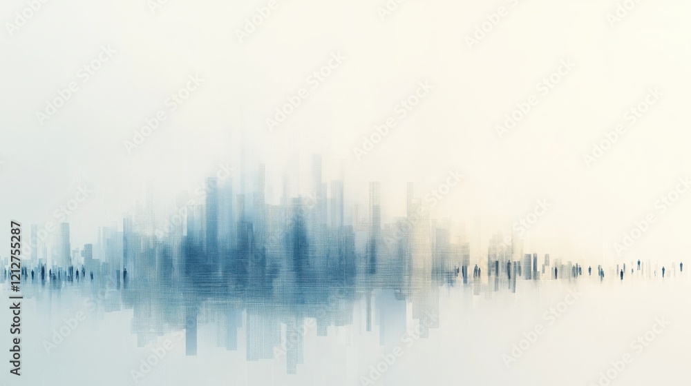 Fototapeta premium A city skyline is reflected in a body of water