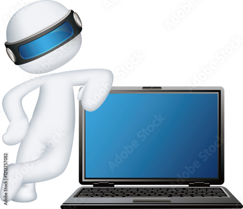 Technological 3D man transparent background