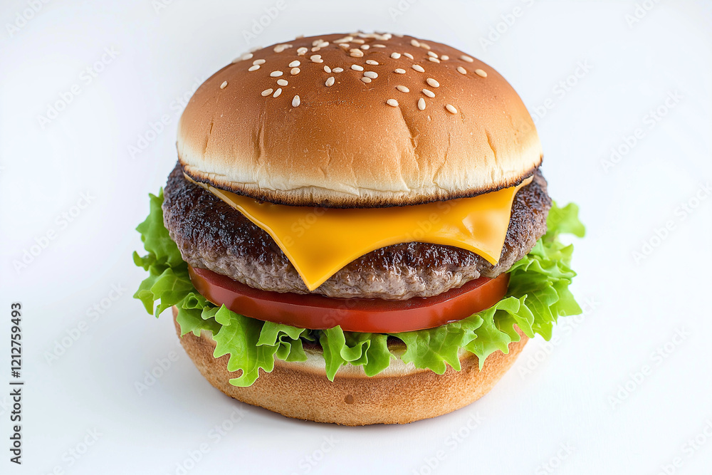 large hamburger with sesame seed bun, featuring juicy beef patty, melted cheese, fresh lettuce, and ripe tomato. This delicious burger is perfect for any meal large hamburger with sesame seed bun, featuring juicy beef patty, melted cheese, fresh lettuce, and ripe tomato. This delicious burger is perfect for any meal