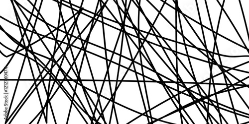 This is a photograph of a geometric design created using Black tape applied onto a White paper  . Line pattern colorful on white background.