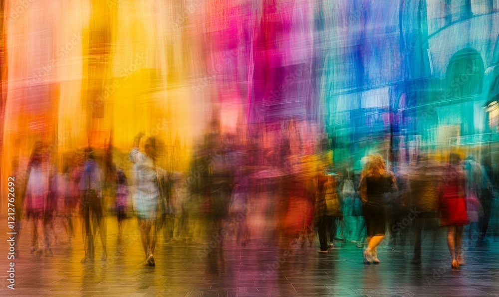 Urban Pulse - Vibrant Motion Blur with Colorful Glitch Effects Capturing City Life's Energy and Movement Urban Pulse - Vibrant Motion Blur with Colorful Glitch Effects Capturing City Life's Energy and Movement