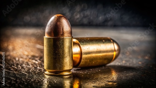 45 ACP Bullet Portrait Photography, Gun, Weapon, Close Up, Detail, Dark, Gritty, Realistic,  Bullet,  Metal,  Ballistics,  Forensic,  Crime Scene,  Weaponry,  Tactical,  Defense,  Self-Defense,  Firea photo