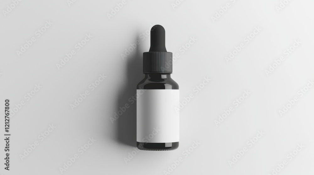 Black Dropper Bottle with Blank Label for Mockup or Design Use Black Dropper Bottle with Blank Label for Mockup or Design Use