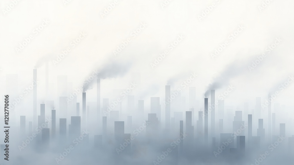 A city skyline with smoke coming out of the buildings A city skyline with smoke coming out of the buildings
