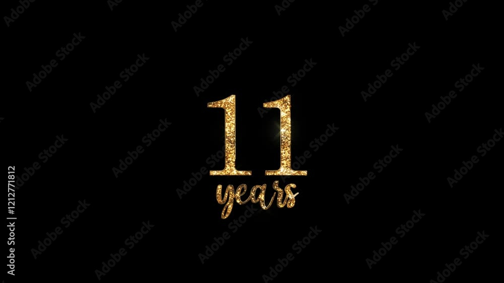 Congratulations on 11 years with alpha channel, golden congratulations, eleven years Congratulations on 11 years with alpha channel, golden congratulations, eleven years