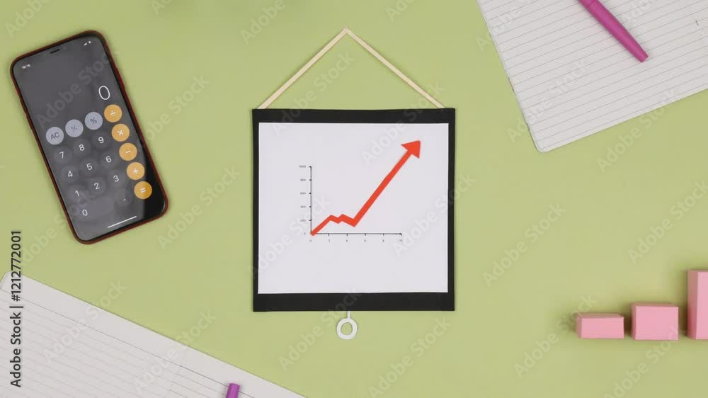 Widescreen Line Graph Flat Lay Animation Widescreen Line Graph Flat Lay Animation